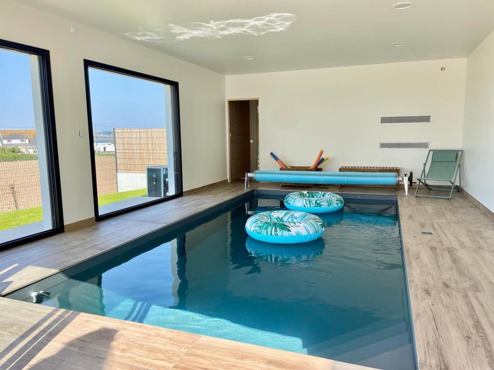 Magnifique Maison Vue Mer Avec Piscine Interieure Carantec Buitenkant foto